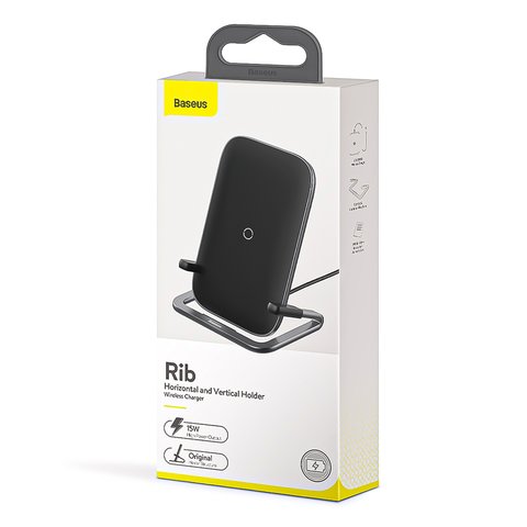 Беспроводное зарядное устройство Baseus BS-W502, черное, USB тип-A, 15 Вт, с подставкой, #WXPG-01 Превью 1