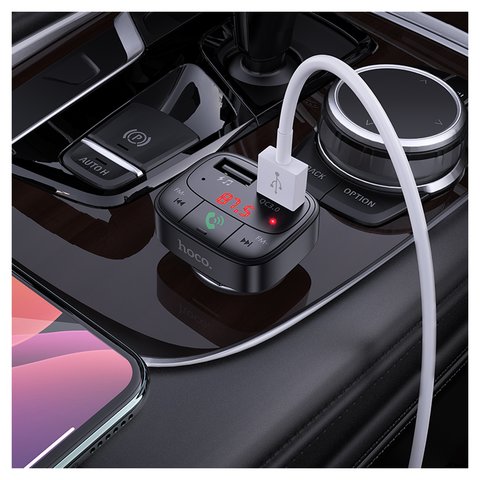 FM-трансмітер Hoco E59, чорний, з дисплеєм, USB тип-A, 2 порта, 18 Вт, Quick Charge, 12-24 B, #6931474748447 Прев'ю 2