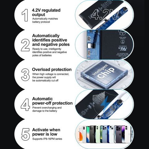 Тест-кабель живлення з платою запуску батареї Sunshine SS-903 SE для Apple iPhone 11, iPhone 11 Pro, iPhone 11 Pro Max, iPhone 12, iPhone 12 mini, iPhone 12 Pro, iPhone 12 Pro Max, iPhone 13, iPhone 13 mini, iPhone 13 Pro, iPhone 13 Pro Max, iPhone 14, iPhone 14 Plus, iPhone 14 Pro, iPhone 14 Pro Max, iPhone 15, iPhone 15 Plus, iPhone 15 Pro, iPhone 15 Pro Max, iPhone 16, iPhone 16 Plus, iPhone 16 Pro, iPhone 16 Pro Max, iPhone 8, iPhone 8 Plus, iPhone SE, iPhone SE 2020, iPhone X, iPhone XR, iPhone XS, iPhone XS Max Прев'ю 3