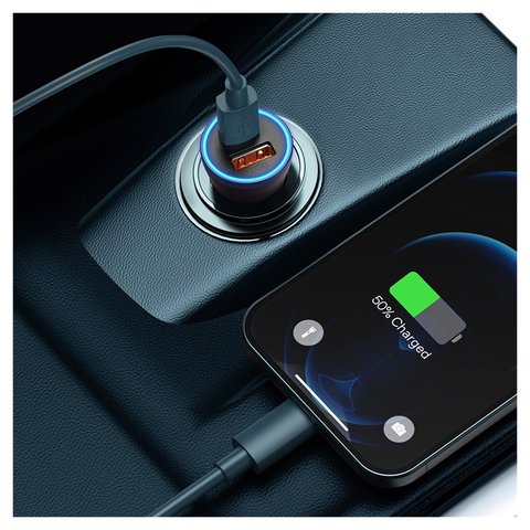 Car Charger Baseus Golden Contactor Max, (gray, Quick Charge, 60 W, 8 A, 2 outputs, 12-24 V) #CGJM000113 Preview 2