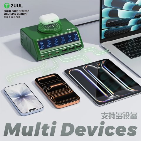 Сетевое зарядное устройство 2UUL PC11, 110 Вт, Quick Charge, Power Delivery (PD), MagSafe, с беспроводной зарядкой, 6 портов Превью 1