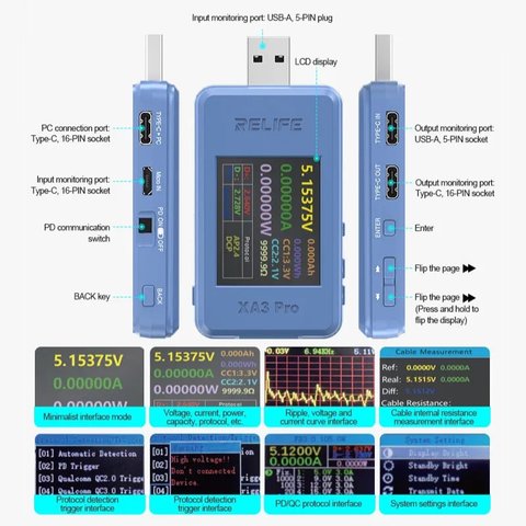 Probador USB RELIFE XA3 Pro Vista previa  1