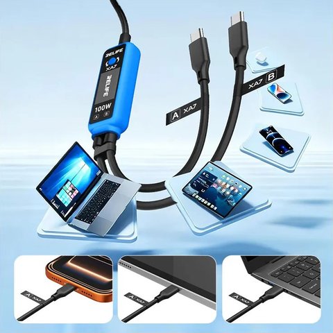 Probador USB RELIFE XA7, USB tipo C, 2xUSB tipo-C, 100W Vista previa  5