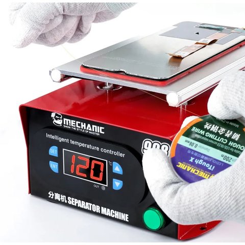 Пристрій для розклеювання дисплейного модуля (сепаратор) Mechanic MC998, з вакуумним насосом, використовується для екранів до 7 " Прев'ю 2