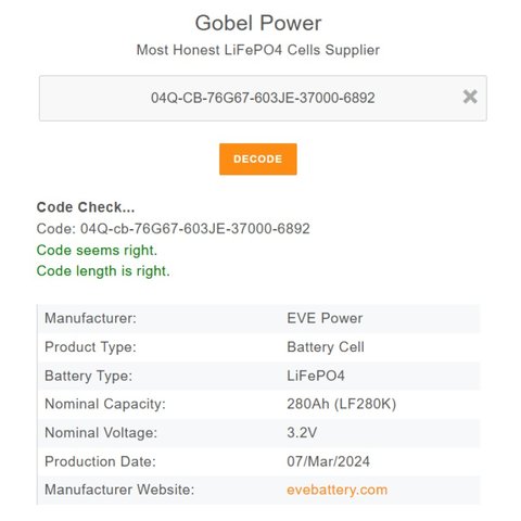 Акумулятор EVE LF280K V3, LiFePO4, 3,2 B, 280 Аг, grade a Прев'ю 7