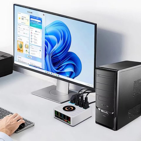 Мережевий зарядний пристрій Kingmax WLX-H13, 140 Вт, Wireless Charge, Quick Charge, Power Delivery (PD), з розеткою, 5 портів, 10 in 1 Прев'ю 5