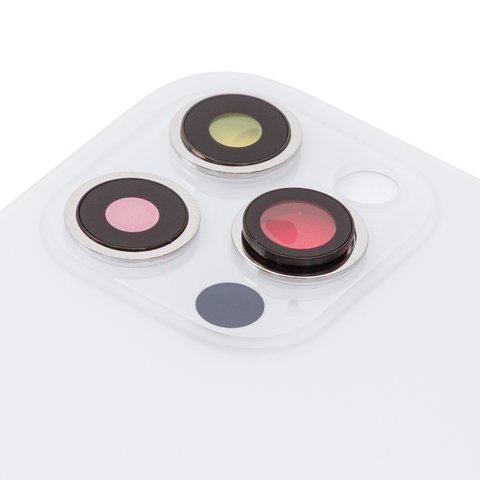 Задняя панель корпуса для iPhone 12 Pro, серебристая, белая, со стеклом камеры, small hole, silver Превью 1