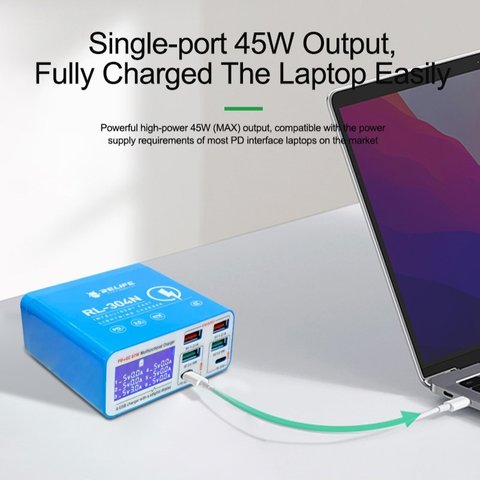 Сетевое зарядное устройство RELIFE RL-304N, 87 Вт, Quick Charge, Power Delivery (PD), 6 портов Превью 3